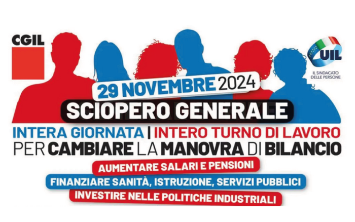 Cgil e Uil, Sciopero generale di 8 ore, venerdì 29 novembre, per cambiare la manovra di bilancio