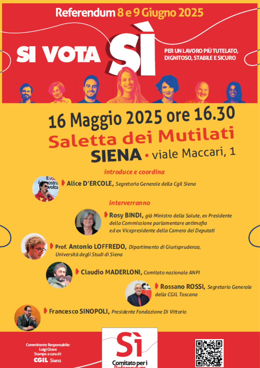 Incontro a Siena - Saletta dei Mutilati per i 5 SI’ al Referendum